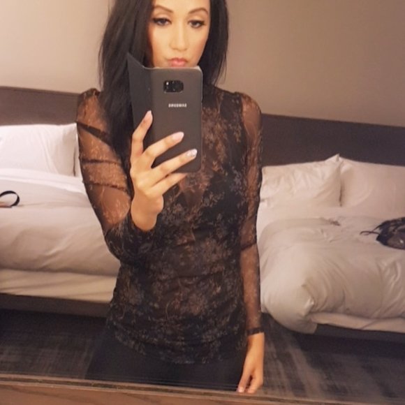 RW & Co Black Sheer Patterned Blouse - Picture 1 of 2